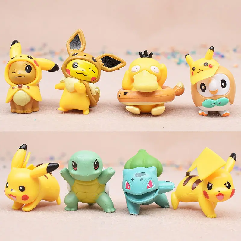 

In Stock Anime Figure Pok é Mon Cosplay Animal Blind Box Car Cake Decoration Cute Mini Action Figure Toy Birthday Surprise Gift