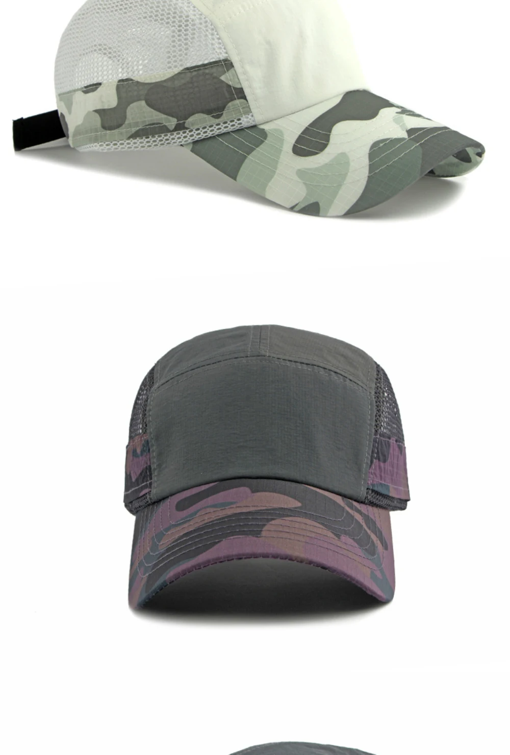 HT5089 Neue Frühling-Sommer Baseballkappe für Männer und Frauen Tarnmuster Sonnenkappen Unisex 6-Panel Baseballmütze Verstellbare Snapback-Kappe – Detail 9