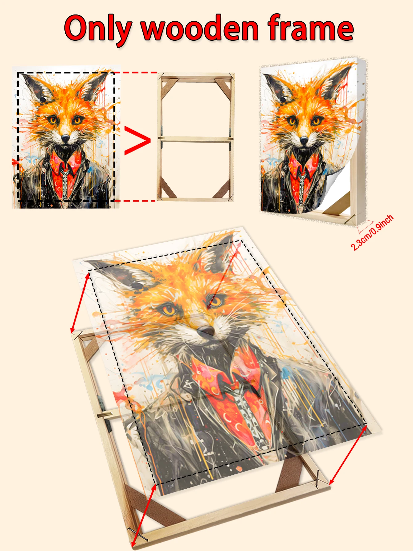إطار الصورة اليدوية إطار خشبي لوحة عدة الماس صورة ملصق الإعلان إطار قماش اللوحة حجم مخصص ، تصدير المصنع