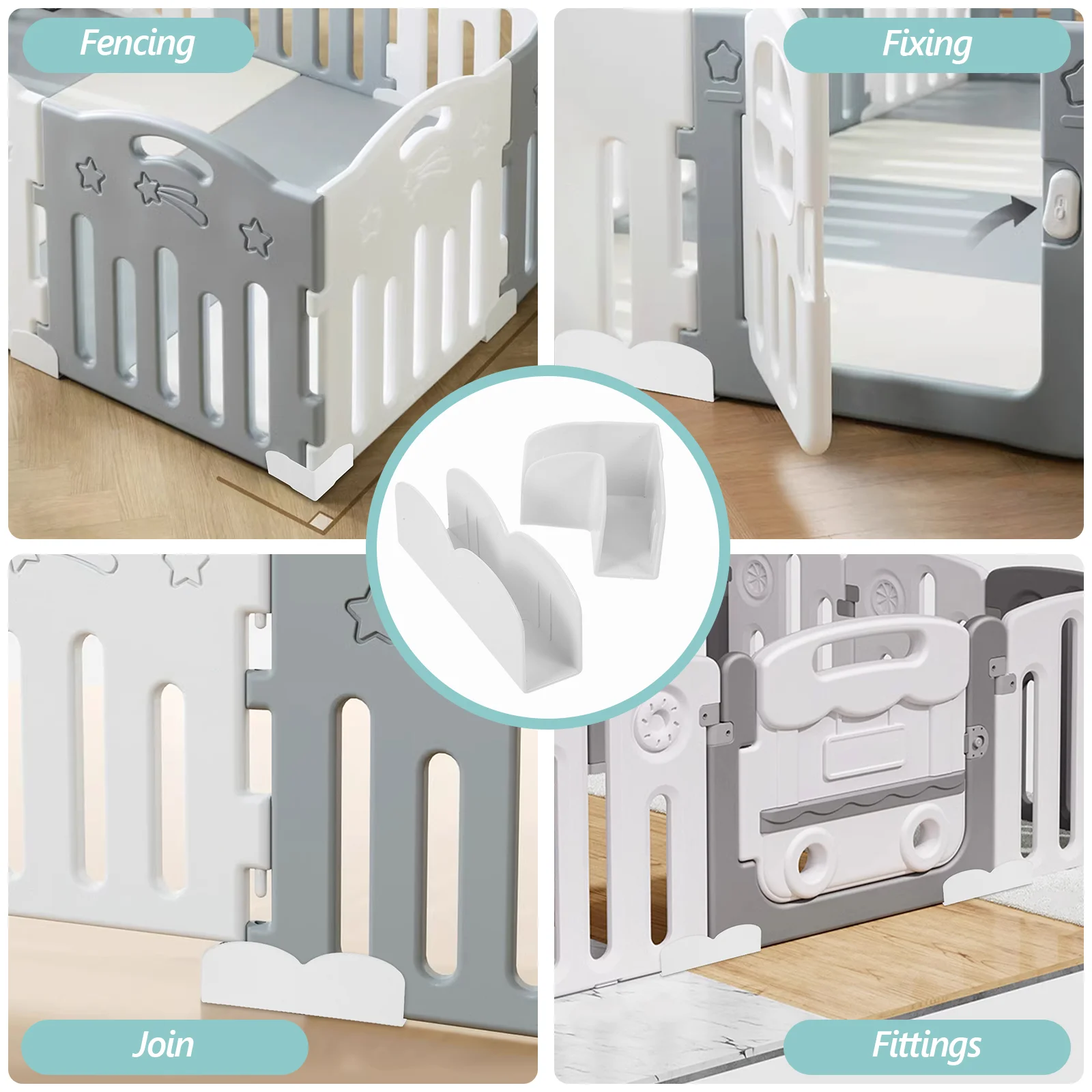 Playpen White Bracket Fence Clip Baby Accessory Supplies Clips Plastic Stabilizing