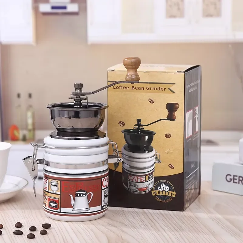 Classic retro portable manual coffee grinder, ceramic case, 40g capacity, dual function, suitable for coffee beans and