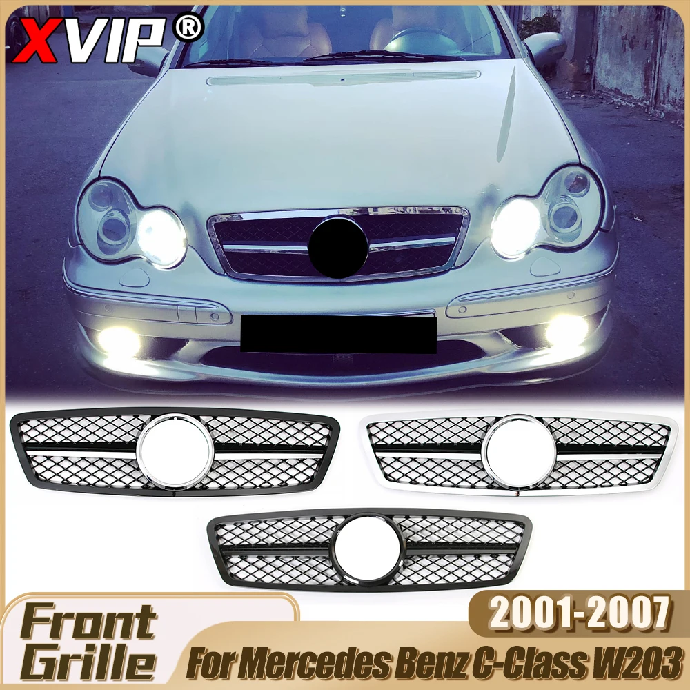 

XVIP Tuning Accessories For Mercedes Benz C-Class W203 C200 C240 C280 C320 2001-2007 Glossy Black Sport Style Front Bumper Grill