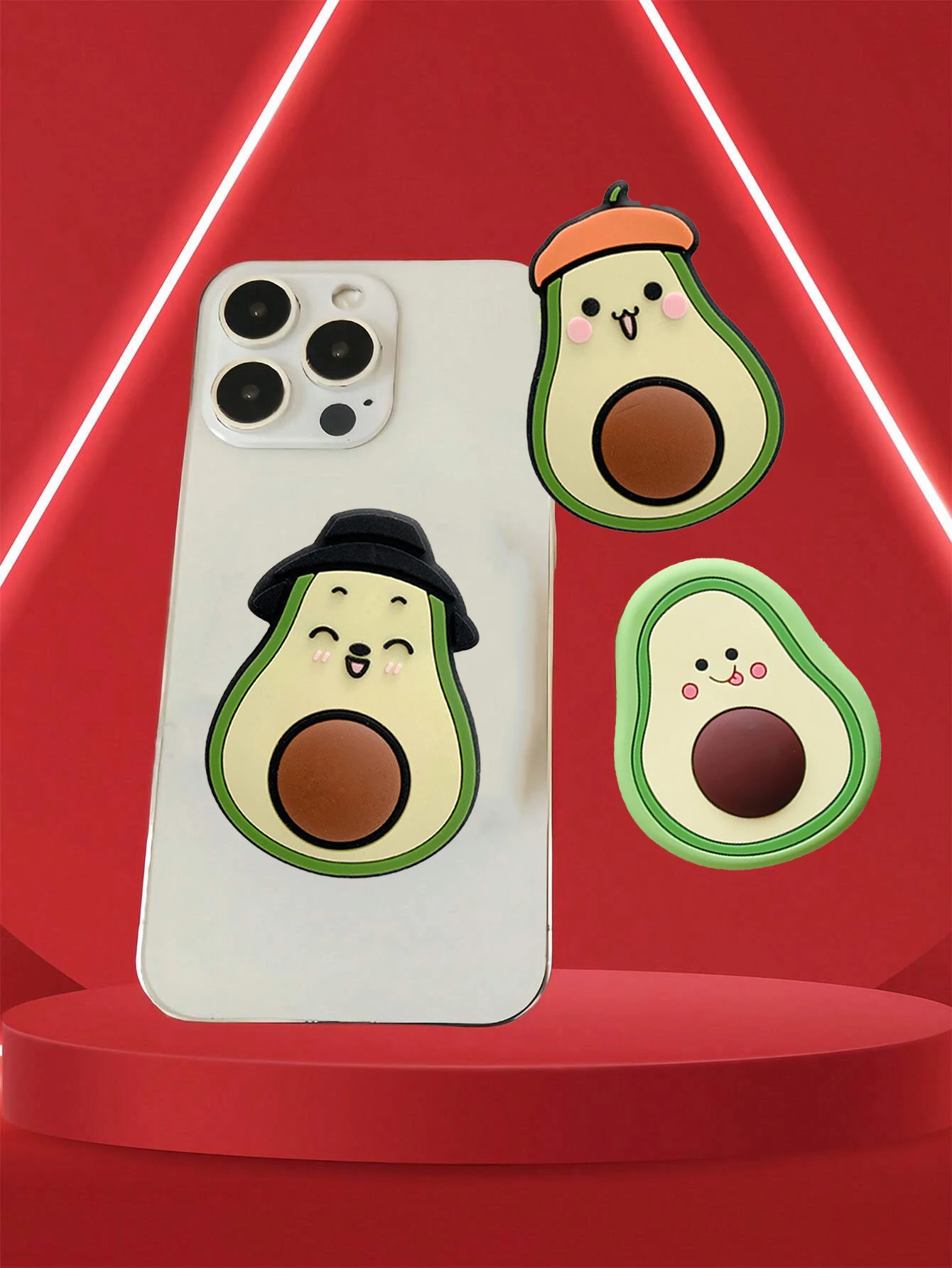 Cartoon avocado silicone foldable phone holder, pop-up phone holder