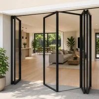 Minimalist Style Conference Room Accordion Folding Door Hidden Track Design Folding Doors Noise Reduction Fold Able Doors 3