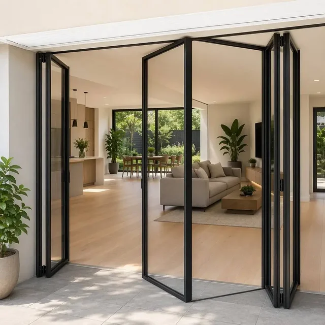 Minimalist Style Conference Room Accordion Folding Door Hidden Track Design Folding Doors Noise Reduction Fold Able Doors 3