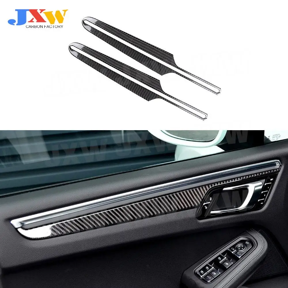 Carbon Fiber Car Interior Door Panel Trim Strips Cover Stickers for Porsche Macan 2015-2018 Car Accessories