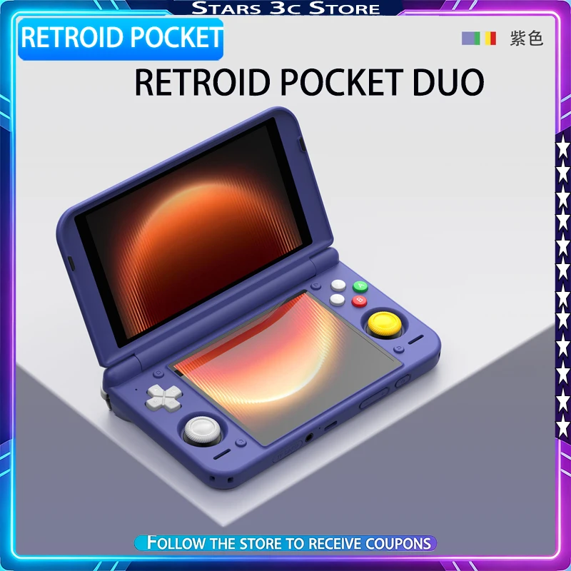 New Retroid Pocket Duo Dual-Screen Gaming Handheld 120Hz OLED Active Heat Dissipation High-Performance Android Gaming Handheld