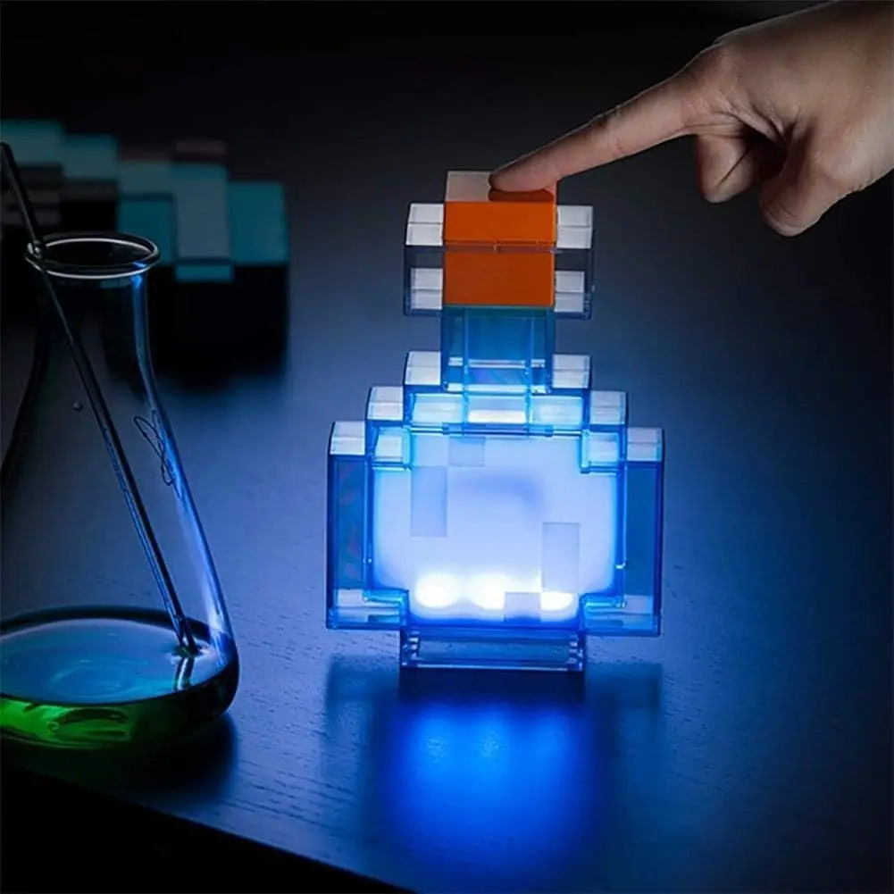 MC Game Night Light – Color-Changing Liquid Medicine Bottle Model, USB-C Rechargeable ABS Light for Cabinet & Wardrobe Decor