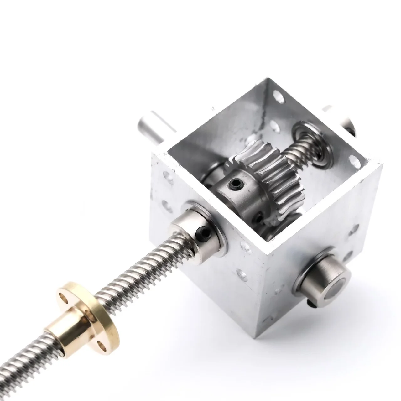 1:20 Worm Gear T8 Screw Reducer Long Threaded Shaft Metal Gearbox High Torque 250-600mm For DIY Robot Model Kit