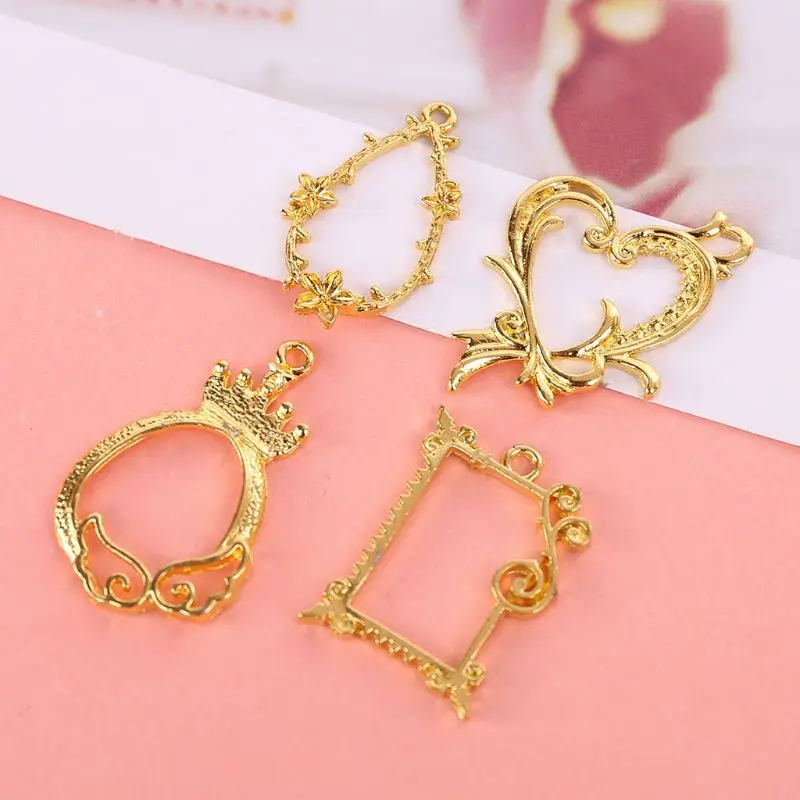 4 stks/set Kant Blank Metalen Frame Hanger Open Bezel Instelling Armband Ketting Sleutelhanger Oorbel DIY Sieraden Maken