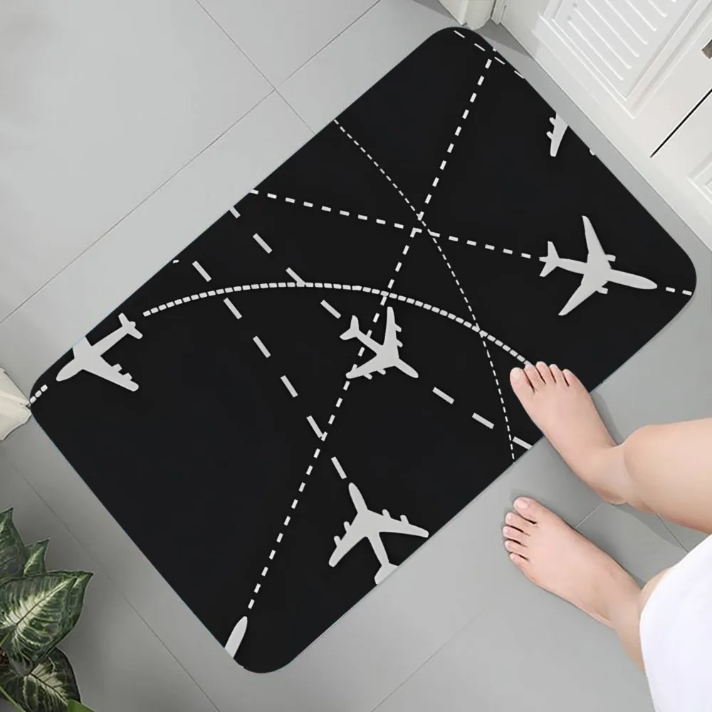 Aviation Theme Carpet Welcome Mat Absorbent Bedroom Door Rug Kitchen Balcony Living Room Entrance Home Airplane Decoration