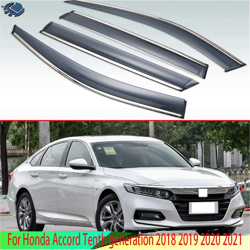 For Honda Accord Tenth generation 2018 2019 2020 2021 Plastic Exterior Visor Vent Shades Window Sun Rain Guard Deflector 4pcs