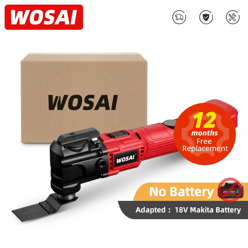 WOSAI 6 Variable Speed Electric Multifunction Oscillating Multi-Tools 20V Cordless Trimmer Saw Renovator Electric Saw Power Tool