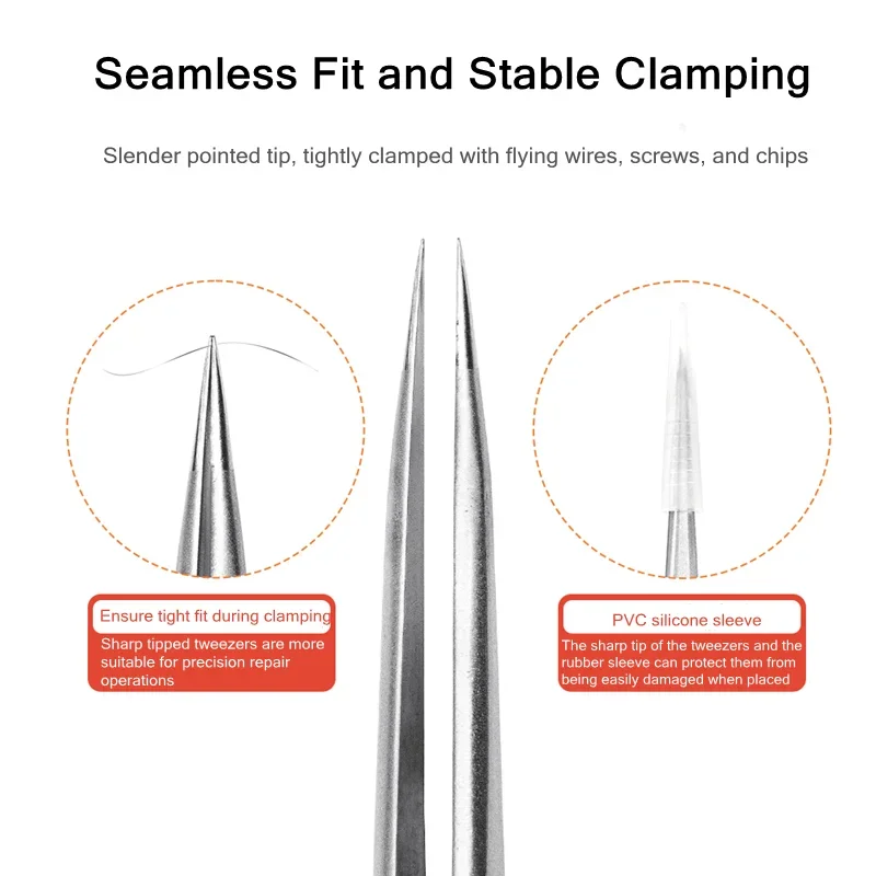 YCS AK-00 High Precision Tweezers for Mobile Phone Tablet Stainless Steel IC Chip Repair Ultra-Pointed Clamping Tweezers