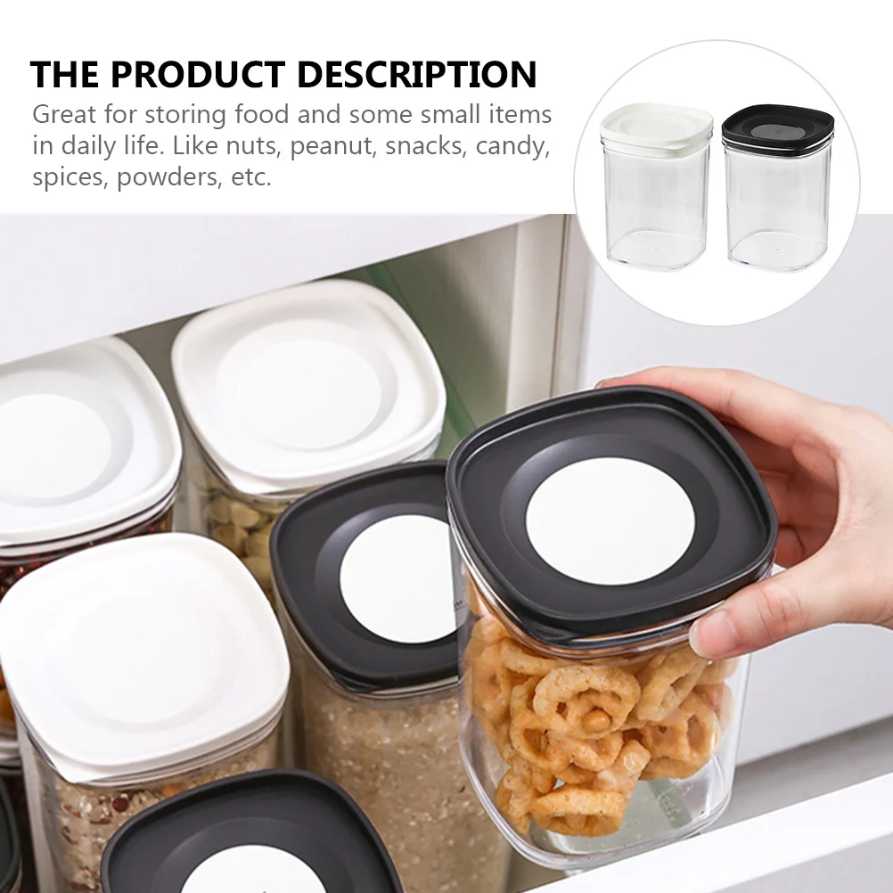 

2Pcs 520ml Plastic Food Jars Dry Goods Container Lids Storage Wide Mouth Easy Dispense Nuts Snacks Candy Spices Powders Pantry