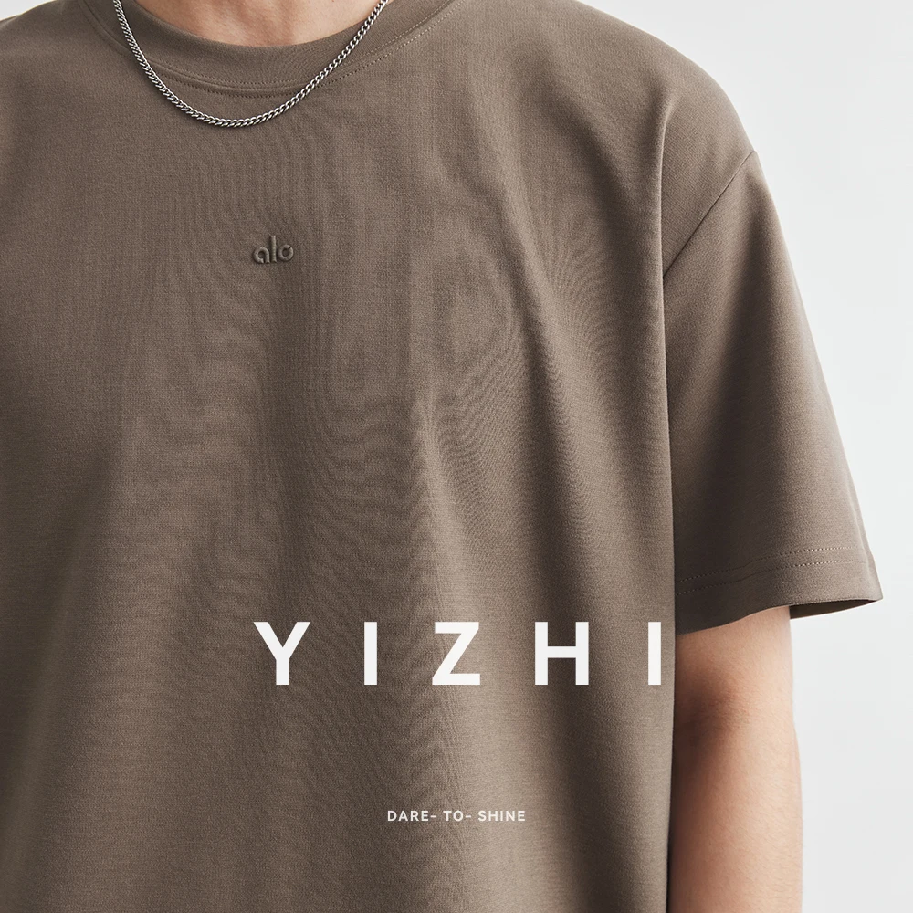 Fashion Men's Heavy Modal Short Sleeve T-shirt 2025 Summer New Loose Casual Solid Color Round Neck Half Sleeve Top Men Clothing