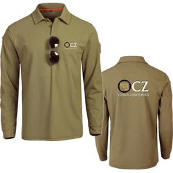 Men POLO Outdoor Sports Lapel Long Sleeve Tops Casual Polo Shirts CZ Ceska Zbrojovka Firearms Men Sports Outside Tactical Tops