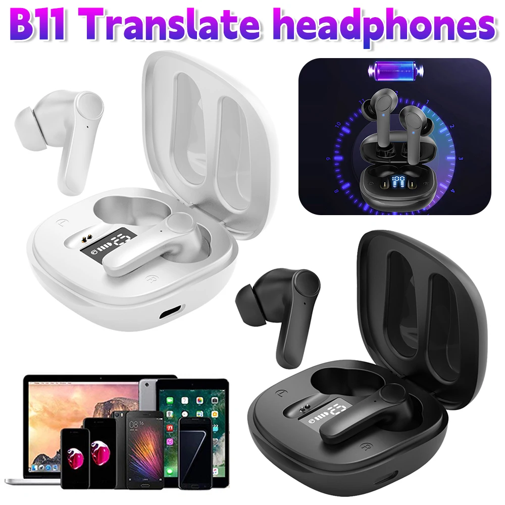 Real-Time Translators Headphones AI Translator Earbuds Portable Bluetooth 5.4 144 Languages voice translator device for Travel