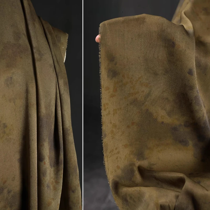 

Чай коричневый в крапинку, окрашенный в возрасте лиоцелл, винтажная мягкая ткань, дизайнерский материал для одежды для платья, блузки, швейные аксессуары, оптовая продажа