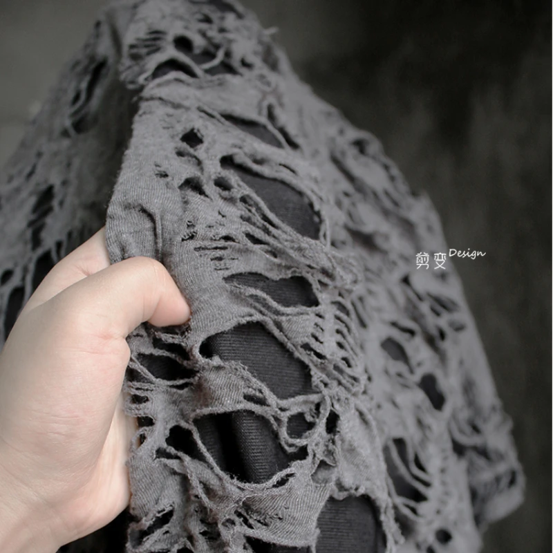 Texture Double Layer Cracked Texture Fabric Creative Ripped Jacquard Clothing Pants Jacket Designer Fabric