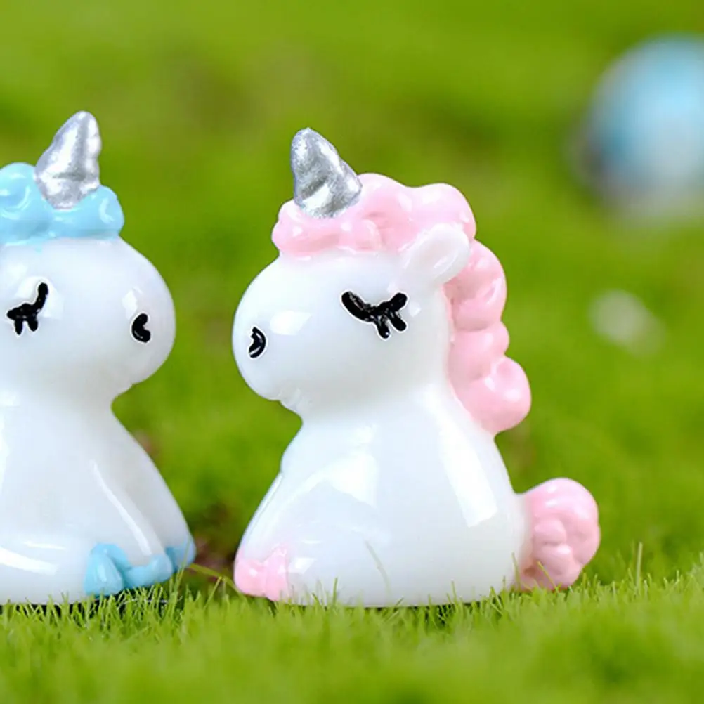 

10 Pcs Girl Toy Unicorn Ornaments Miniature Figurines DIY Small Glass Resin Pink