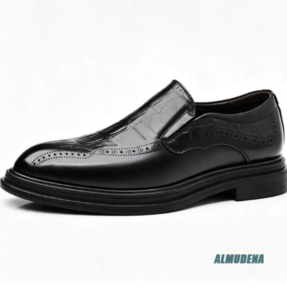 Business Men Brogue Loafers Thick Sole Genuine Leather Formal Dress Shoes Trendy Multicolor Versatile Spring Autumn Party Shoes 3