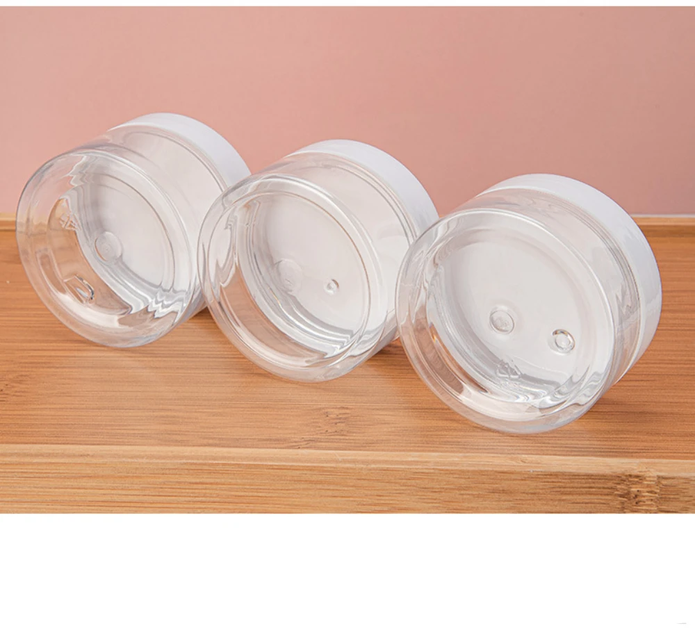 20 stks/partij CLear Lege Container Potten met witte Schroef Deksels voor Lippenbalsems, Make-Up Monsters 250 ml 200 ml 150 ml 100 ml 50 ml