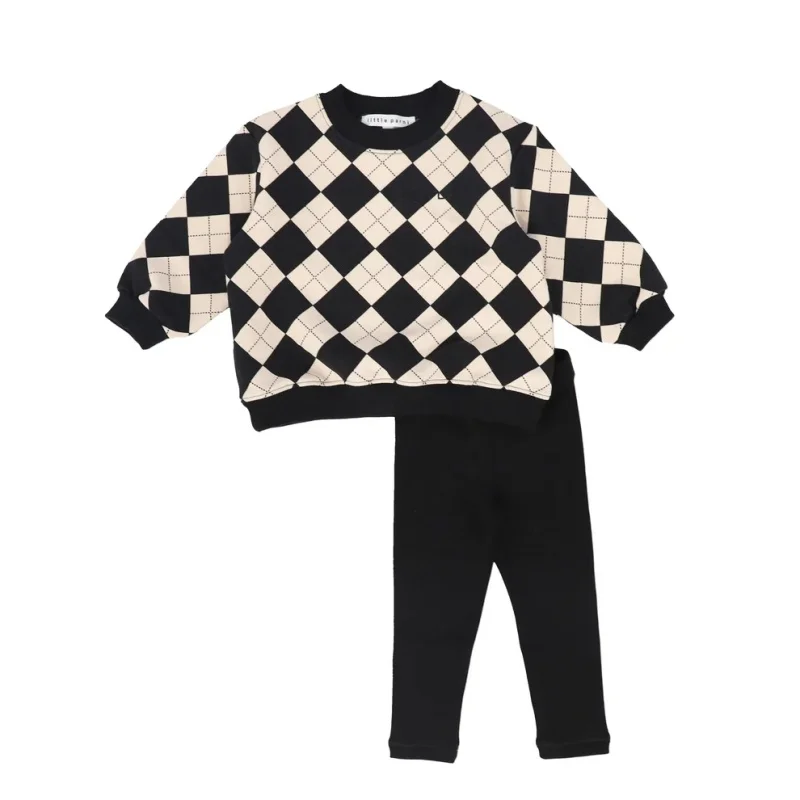 Autumn LP Baby Sweatshirt And Leggings Set for Boys And Girls - One-Piece Drawstring Pants Kid Romper Clothing Set