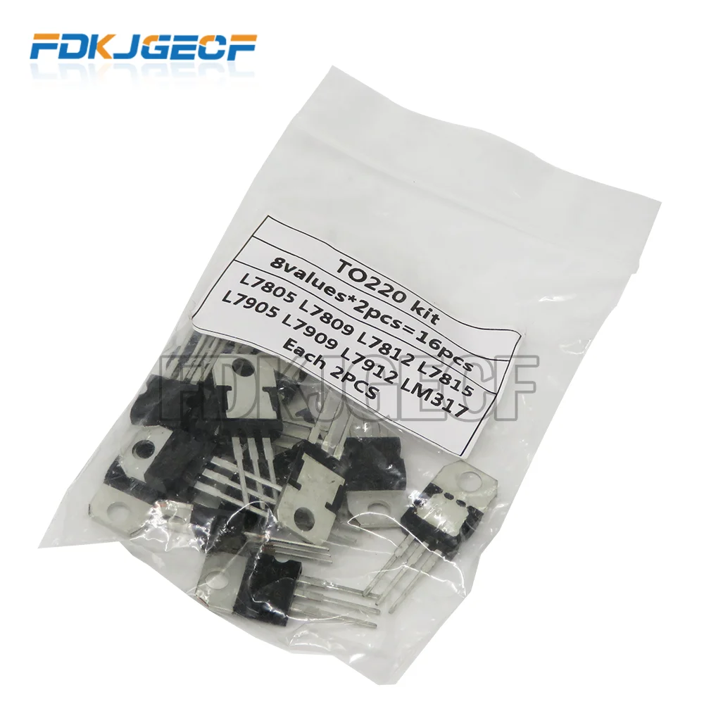 8value*2PCS=16PCS 7805 7809 7812 7815 7905 7909 LM317 L7912  LM317T TO-220 Transistor Assortment Kit Voltage Regulator