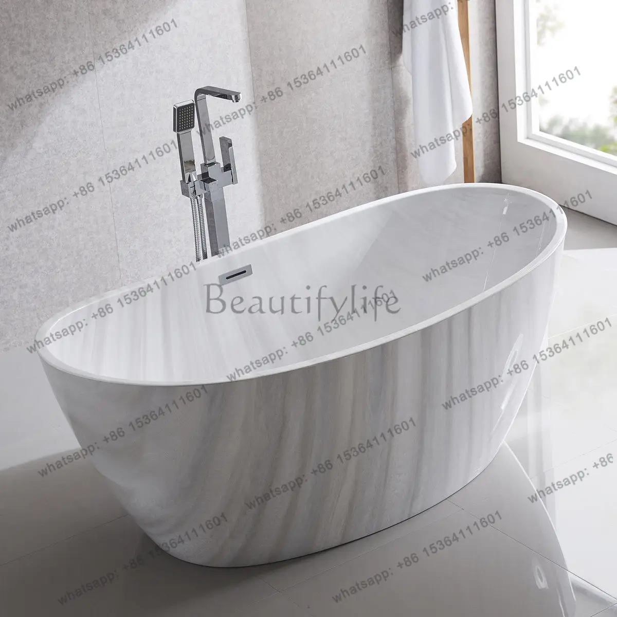 European independent cloud color acrylic princess double Japanese oval bathtub 1.6 meters
