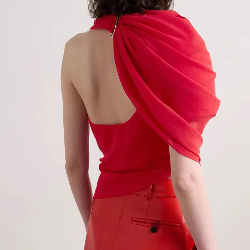 BPN Casual Loose Solid Shirts For Women Stand Collar Sleeveless Solid Vintage Temperament Blouses Female Fashion Summer Clothing