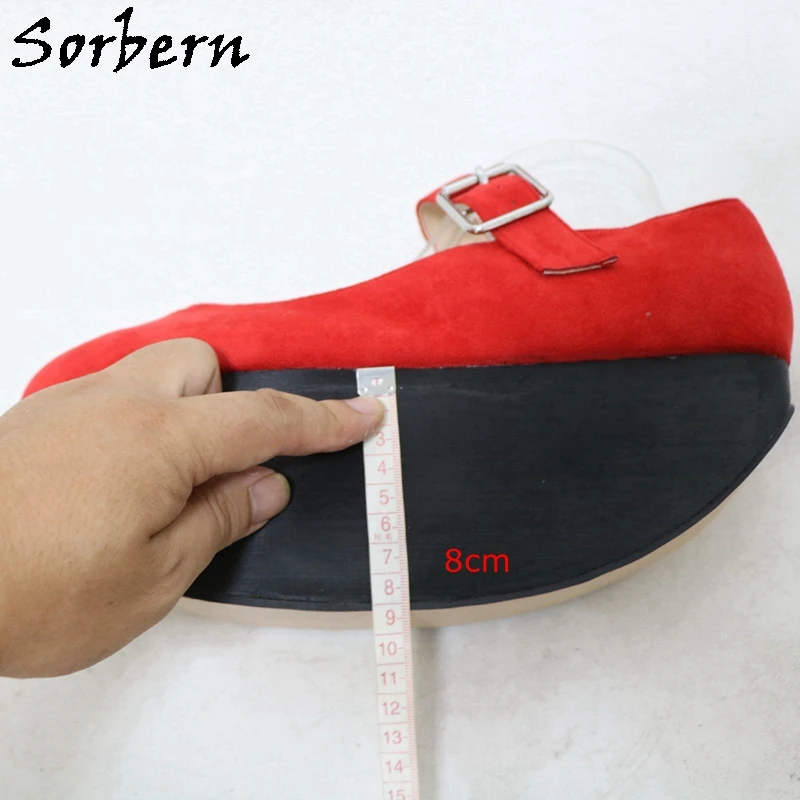 Sorbern Mary Jane Flatform Women Pump Shoes Eu46 Round Toe 8Cm High Heels Drag Queen Unisex Custom Multi Colors