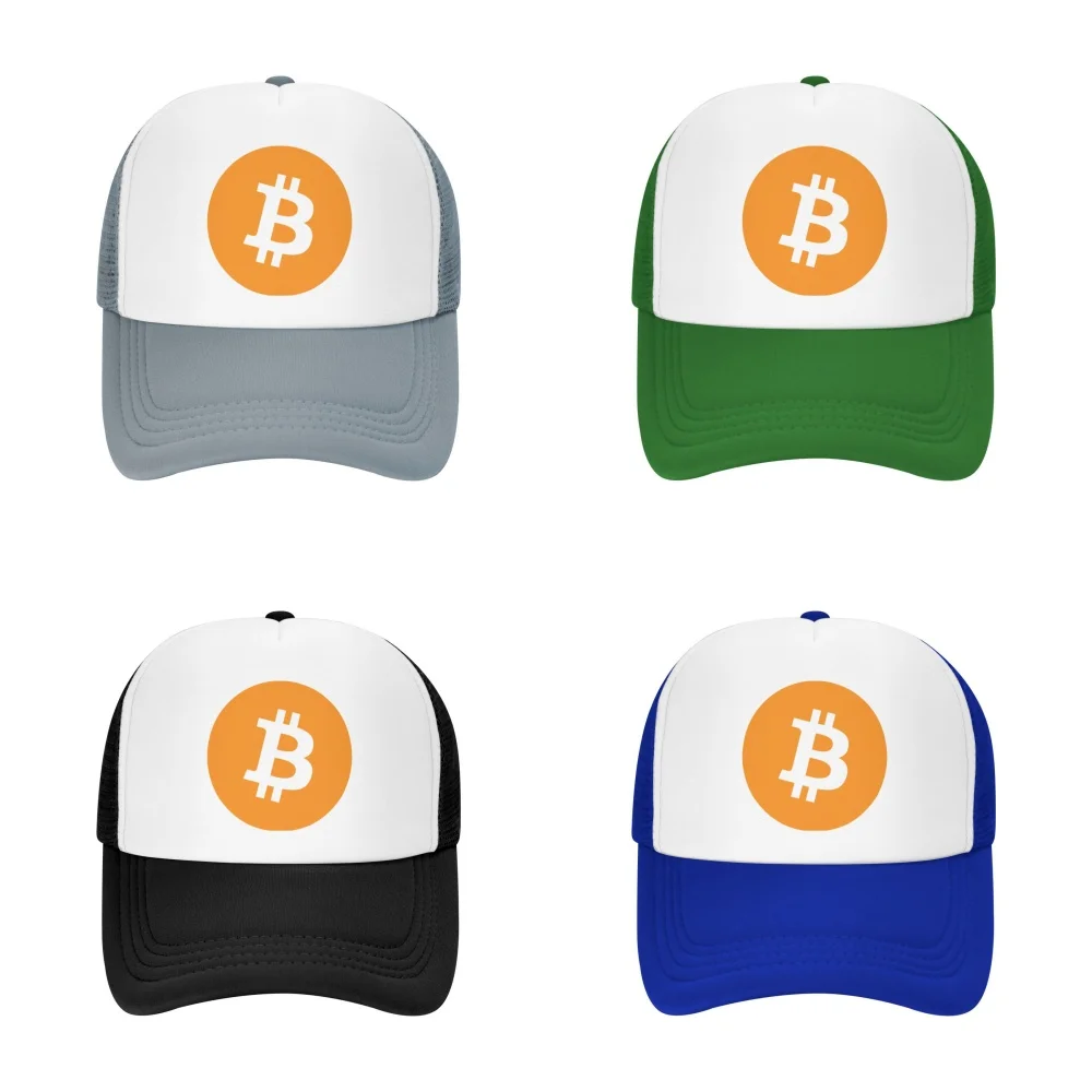 

B-Bitcoin Design Mesh Hats Men Women Foam Trucker Hats Sports Team Baseball Caps Print Sun Hat Adult Gorros Caps