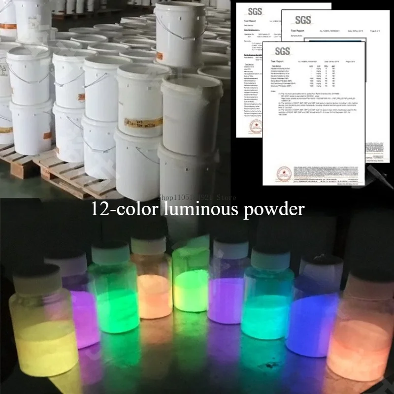 1000g Colorful Night Glow Powder Long-lasting Highlight Fluorescent Powder Energy Storage Cyclil Luminescence Easy Disperse