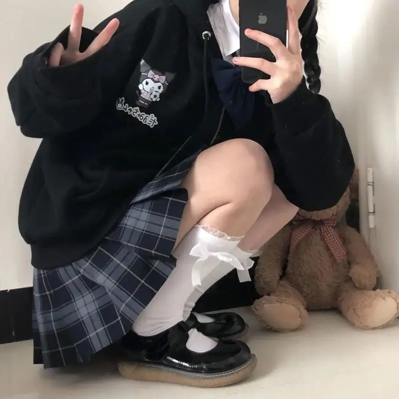 أنيمي كورومي Jk معطف بلدي ميلودي مقنعين البلوز سينامورول الكورية القطن سترة عادية جاكيت زيبرا البلوز القمم هدية #4