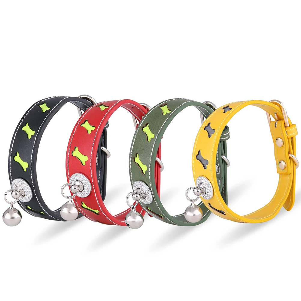 

Bone Bell Necklace Reflective Colors Pets Tags Dog Collar for with Cats and Dogs