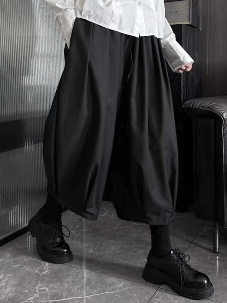 

Fashion Loose Pleated Wide Leg Pants Women Design Sense High Waist Trousers Skirt Female Japanese Casual Solid Lantern Pants New