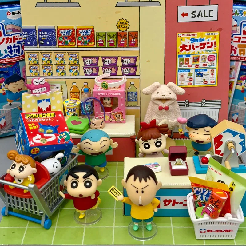 Re-Ment Crayon Shin-chan Collection Original Miniature Scene Kawaii Blind Box Adorable Anime Doll Fidgets Toy Action Figure Gift