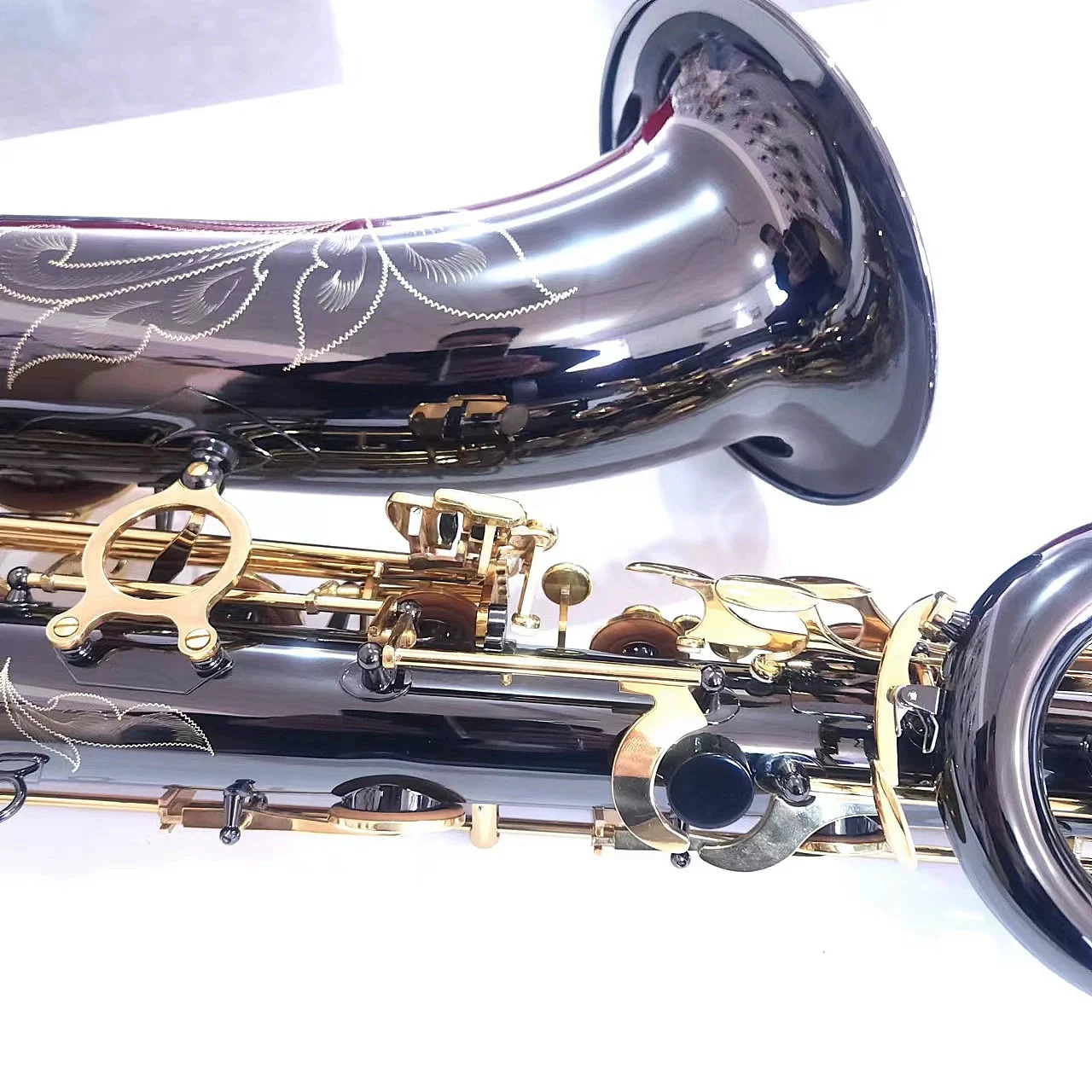 Custom Brand Black Baritone Saxophone Comes with White Shell Carving
