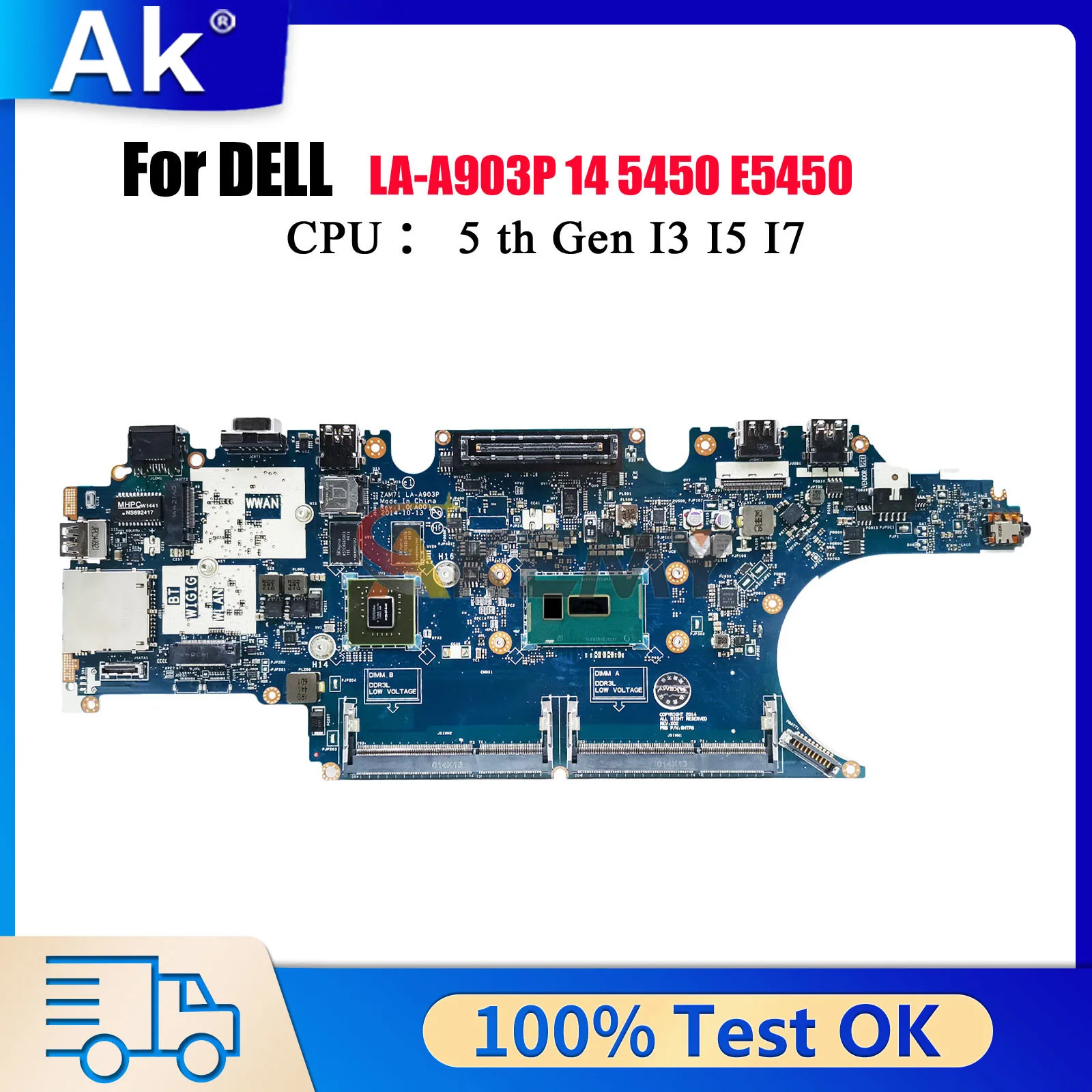 

Материнская плата ZAM71 LA-A903P для DELL Latitude E5450 5450 CN-0RH5PW 017FG2, материнская плата для ноутбука, 100% полностью протестирована