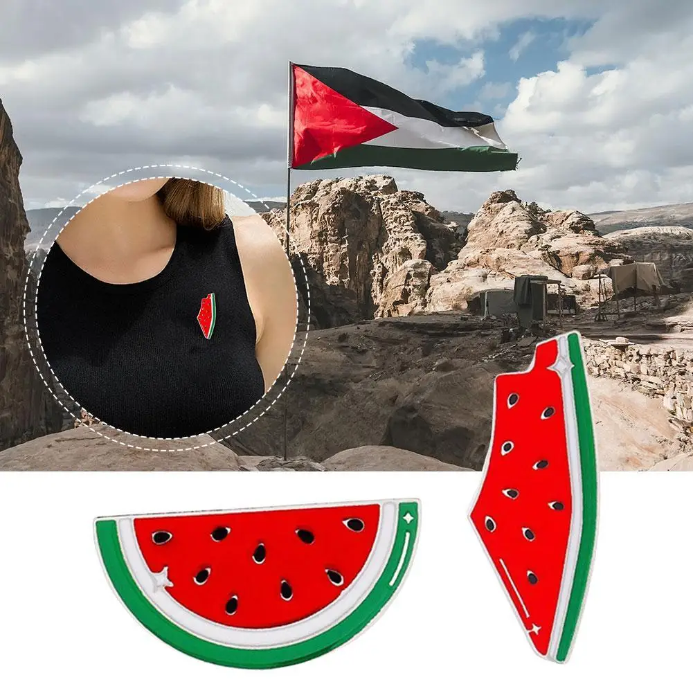 Lindo broche de sandía de acero inoxidable, esmalte geométrico, fruta, alfiler de sandía, decoración de bolsa, regalo de joyería personalizado