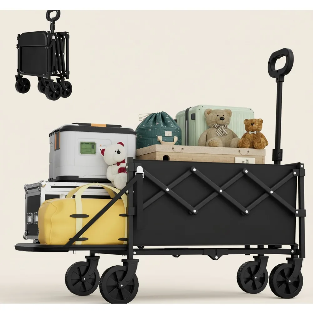 

Foldable Utility Wagon Cart 350lbs Capacity Lightweight Portable for Shopping Camping Sports Garden