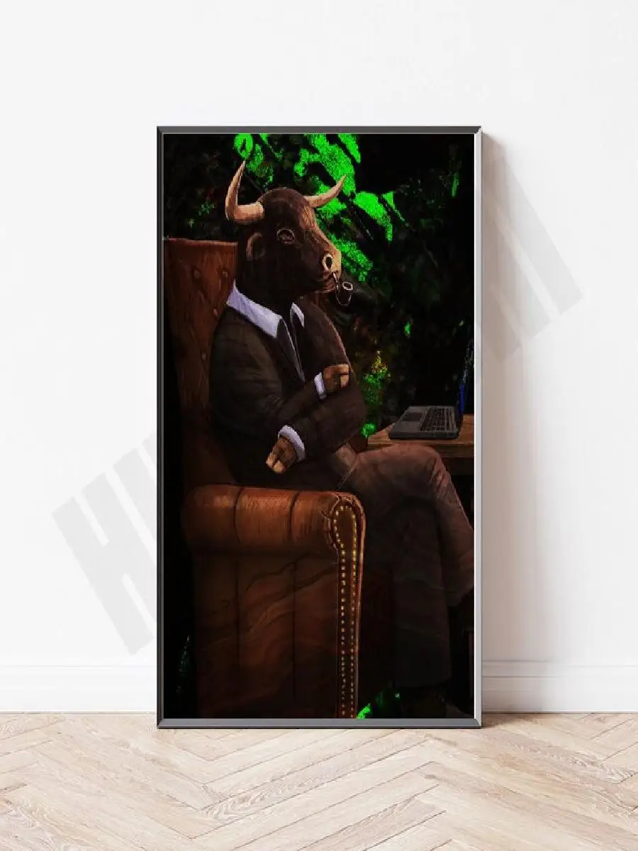 سوق الأسهم الثور مقابل الدب قماش الفن رجل الأعمال التجارية الدافع جدار ديكور ملصق المالية مكتب المنزل #2