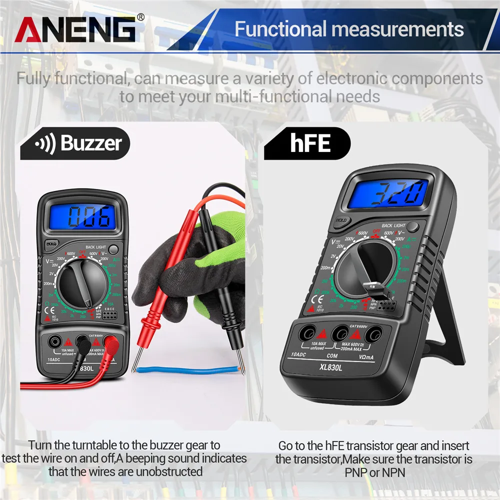 ANENG XL830L Digital Multimeter Esr Meter Transistor Peak Tester Meter Kapazität Meter Tester Automotive Elektrische Dmm
