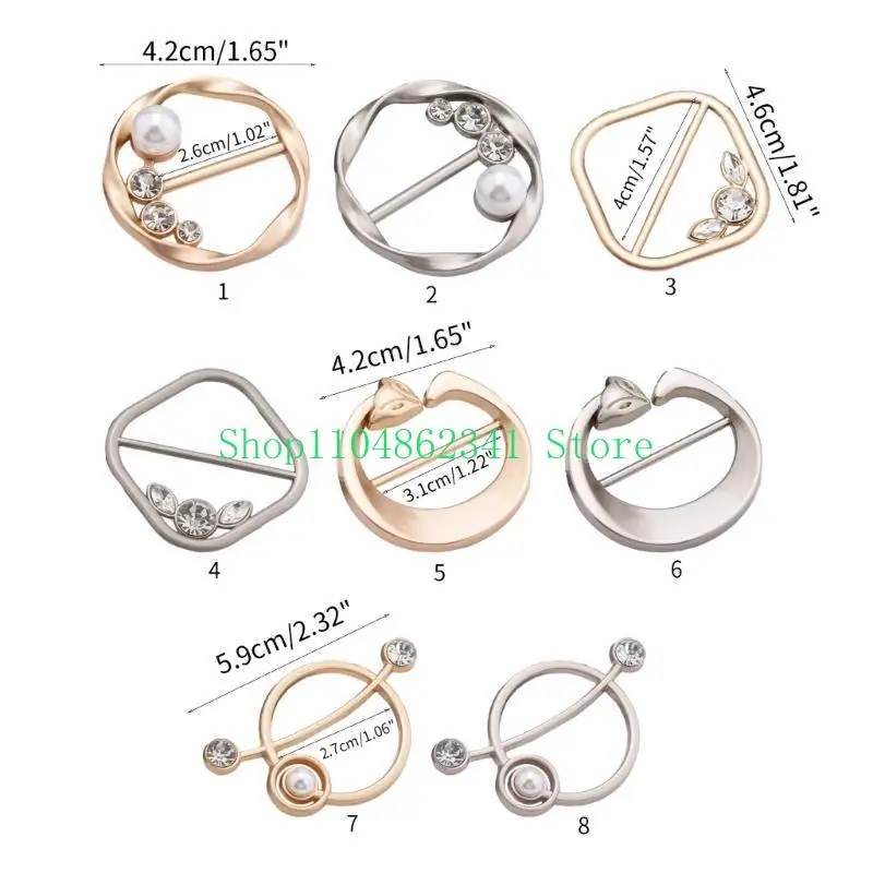 5asd Corner Hem Waist Knotted Brooch Clip for Women Metal Round Brooch Ring for T-Shirt Hem Corner Knotted Pin Lady Accessory
