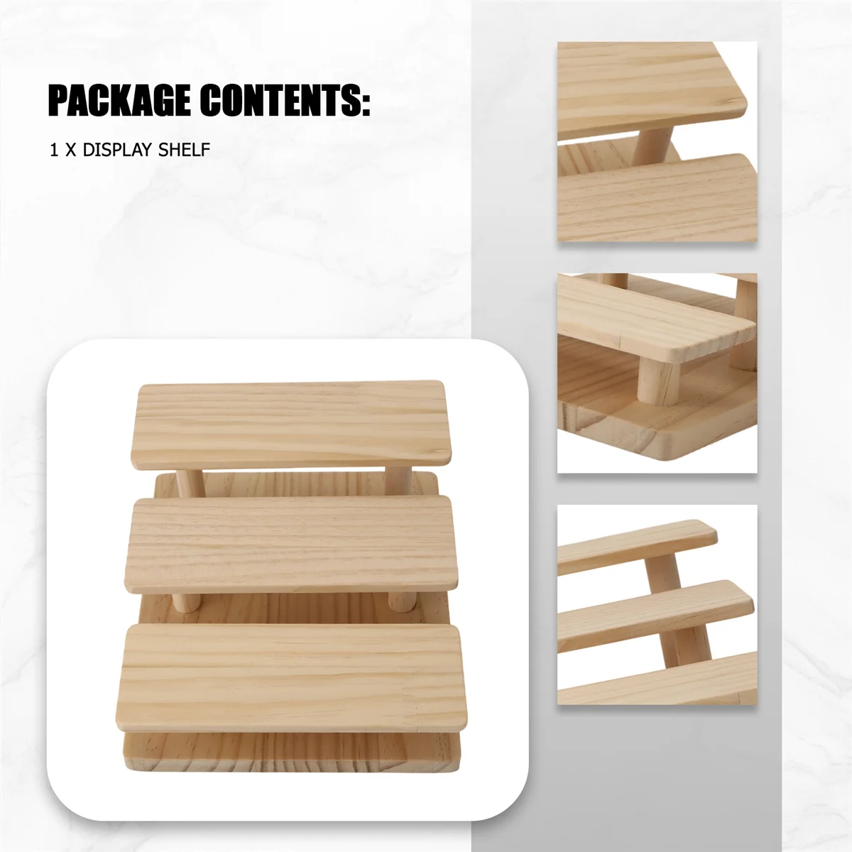 RIRI ไม้ Risers 3 ชั้นแว่นตาขาตั้งเครื่องประดับผู้ถือขาตั้งไม้ Organizer ถาดสําหรับตู้เดสก์ท็อป