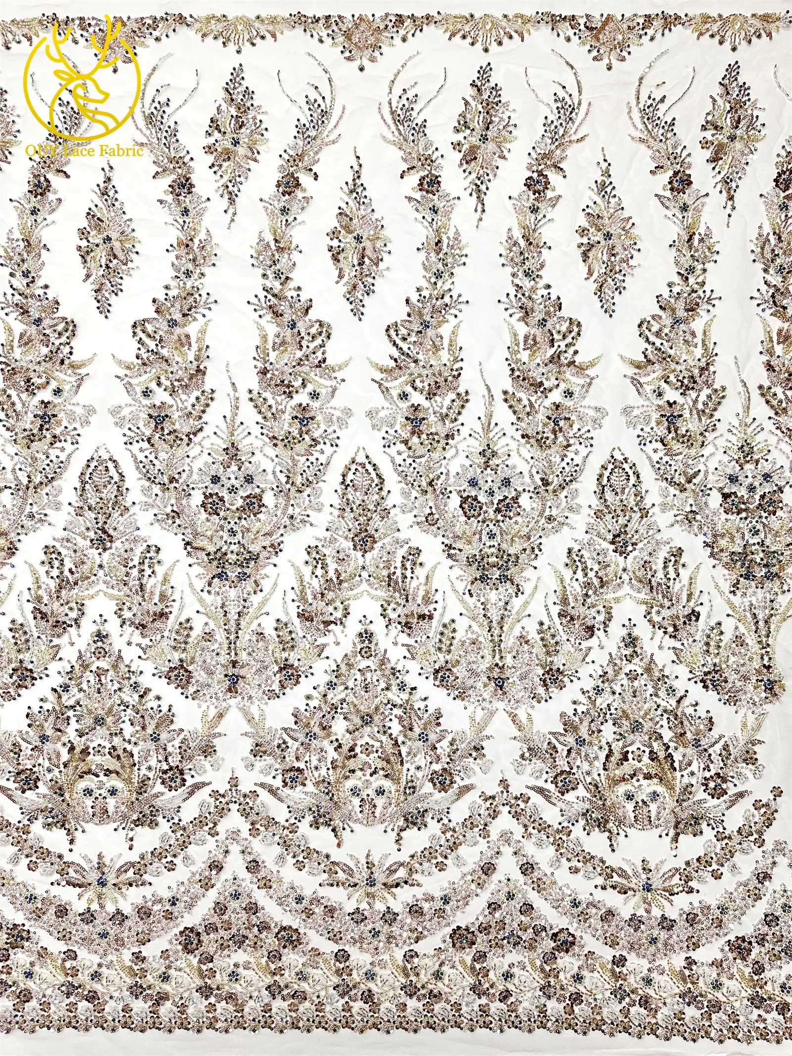 Luxuriöser Afrikanischer Spitzenstoff 2026 Hochwertige Französische Perlen-Pailletten-Spitze 5 Yards Nigeria Tüllspitze für Party- und Hochzeitskleider – Detail 6