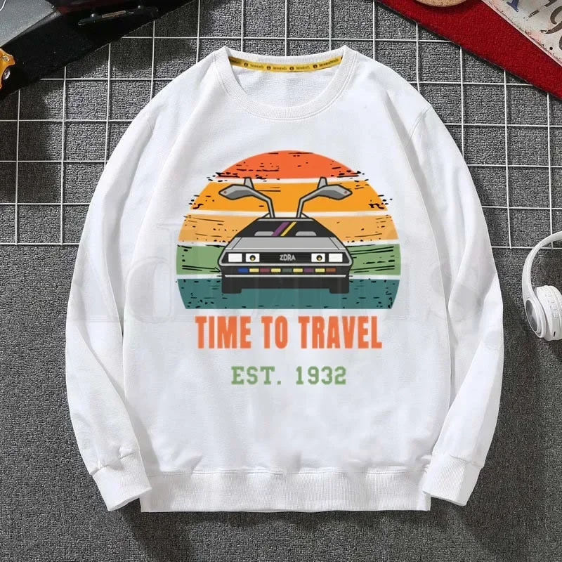 

Car Movie Series Back To The Future Sweatshirts Men Woman White Color Autumn Winter Hip Hop Hoody Male Brand Casual Tops