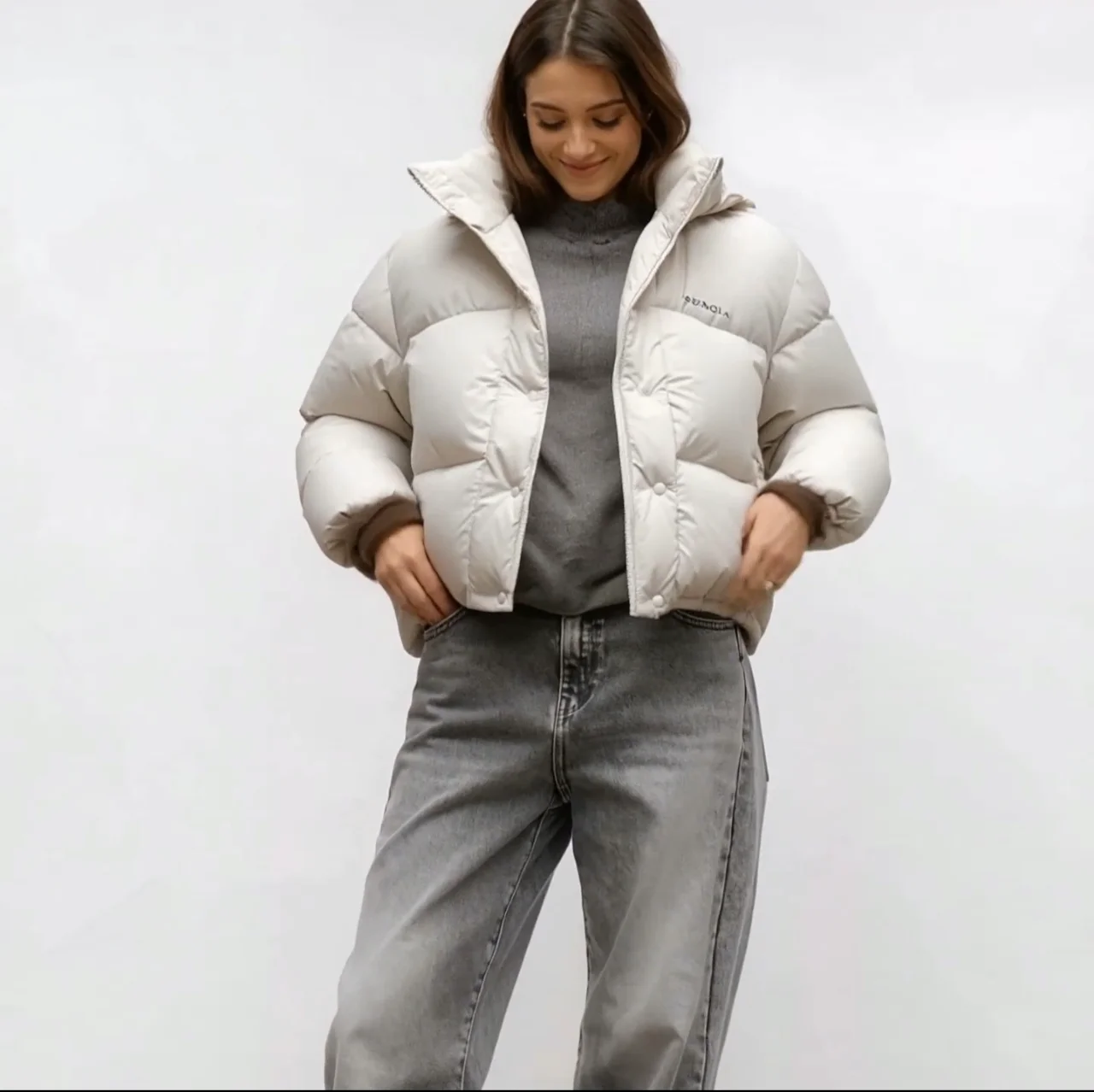 Fitn Sportswear ADANOLA ort Gewatteerde Jaet Dames Herfst Winter Katoen Brood Sle Jas Warmte Afneembare Cap Ritssluiting