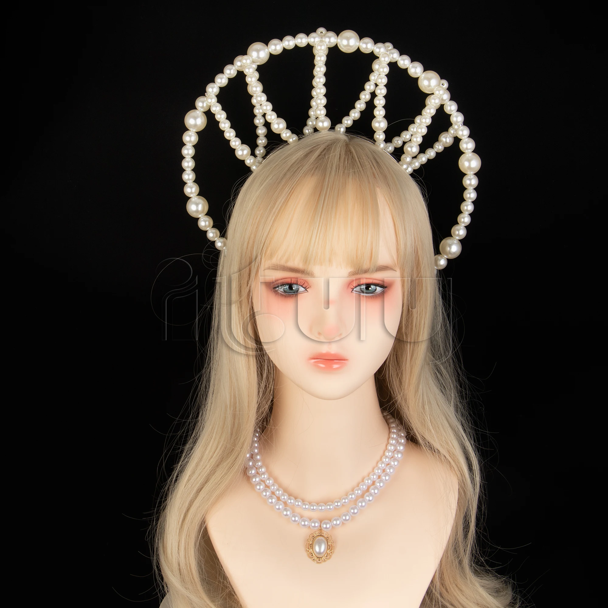 Couronne de Halo en Perles Faites à la Main, Pièce de Sauna Lolita, Déesse du Soleil, Fil d'Ange, Reine Anna, Diadème, Bandeau de Sauna, Collier, Accessoires Gothiques